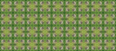 Yeşil, nötr ve bej renklerde altın elementlerle kusursuz desen. Geleneksel oryantasyon süsü. Raster illüstrasyonu. Klasik klasik klasik arka plan. Kusursuz klasik raster altın desenli.