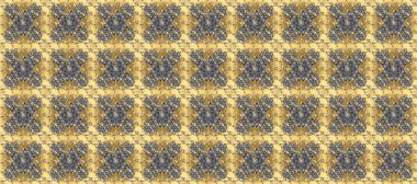 Kusursuz damaske klasik altın desen. Bej, sarı ve gri renklerde altın rengi ve altın elementleri var. Raster illüstrasyonu. Tekrarlayan ögelerle soyut arkaplan Raster.