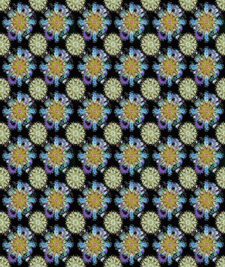 Raster Çiçek İllüstrasyonu güzel tekstil. Siyah ve nötr renklerde etnik çiçeklerle kusursuz bir desen..