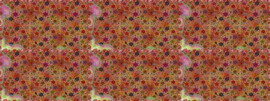 Kahverengi ve bej renklerde etnik çiçeklerle kusursuz bir desen. Asya Tekstil 'inde Raster Çiçek İllüstrasyonu.