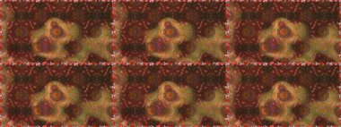 Parlak renkli çiçekleri ve kahverengi ve mor renkte yaprakları olan şaşırtıcı, pürüzsüz çiçek deseni. Moda baskıları için zarif bir şablon. Modern çiçek arkaplanı. Halk stili.