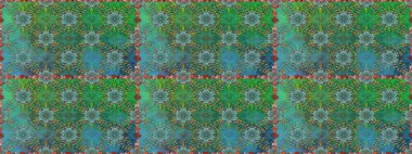 Yeşil renkte etnik çiçeklerle kusursuz bir desen. Asya Tekstil 'inde Raster Çiçek İllüstrasyonu.