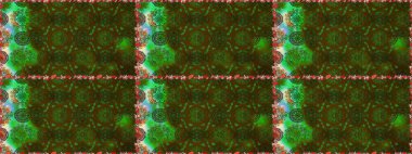 Raster illüstrasyonu. Şirin çiçekli kusursuz desen ve yeşil ve kahverengi renkli yapraklar, suluboya çiçek deseni, duvar kağıdı, kart veya kumaş için fayanslı.