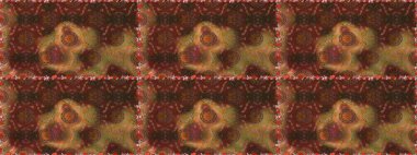 Parlak renkli çiçekleri ve kahverengi ve mor renkte yaprakları olan şaşırtıcı, pürüzsüz çiçek deseni. Moda baskıları için zarif bir şablon. Modern çiçek arkaplanı. Halk stili.