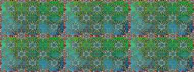 Yeşil renkte etnik çiçeklerle kusursuz bir desen. Asya Tekstil 'inde Raster Çiçek İllüstrasyonu.