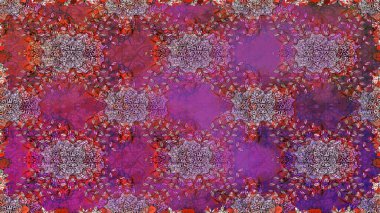 Tropik çiçekler. Tişörtsüz arka plan deseni. Mor ve kahverengi renkte çiçekler.