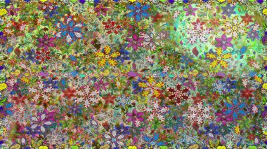 Kusursuz çiçek deseni. Asya tekstil tarzında. Güzel kumaş deseni. Renkli Bahar Temalı Kusursuz Arkaplan. Düz Çiçek Elementleri Tasarımı. Raster illüstrasyonu.