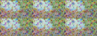 Tarafsız renklerde bahar çiçekleri. Çiçekli, pürüzsüz bir desen. Raster çiçekleri klasik tarzda çizilmiş. Raster illüstrasyonu.