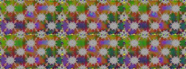 Renkli grunge, soyut arkaplanı kolonya ve gri çiçeklerle süslüyor. İşlemeli çiçekli, dikişsiz desen. İzler, kumaş, duvar kağıtları, tekstil için raster dokusu.