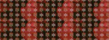 Çiçekli ipek eşarp. El çizimi çiçek unsurları olan soyut, dikişsiz raster deseni. 1950-1960 motifleri. Retro tekstil tasarım koleksiyonu. Kahverengi ve gri üzerine kahverengi ve gri.