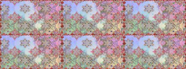 Tarafsız, tarafsız. 1950-1960 motifleri. El çizimi çiçek unsurları olan soyut, dikişsiz raster deseni. Çiçekli ipek eşarp. Retro tekstil tasarım koleksiyonu.