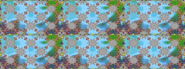 Küçük çiçekteki sevimli çiçek deseni. Mavi renkli çiçekler. Raster illüstrasyonu.