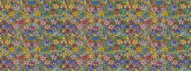 Suluboya kusursuz desen. Moda baskısı. Eski model. Çiçeğin suluboya çizimlerinin mükemmel deseni. Raster illüstrasyonu. Dekorasyon ve tasarım için güzel desen.