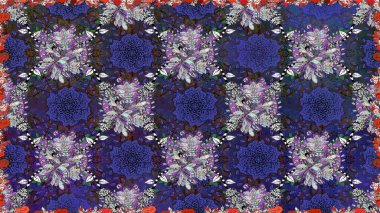 Mor ve gri renkte çiçekler. Nazik, sevimli çiçek arkaplanı. Raster çiçek desenli ve çiçekli..