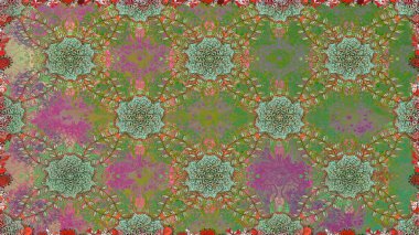 Yeşil ve nötr el çizimi desen. Sanat insana ilham verir ve doğal bir şekilde çiçek bırakır. Karalama çiçekleri kusursuz desen. Raster deseni.