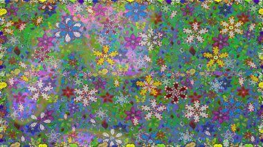 Çiçekli el, pürüzsüz desen çizmiş. Modern gelişim yeşil ve mavi raster arka plan duvar kâğıdı illüstrasyon klasik çizgili iz sürme desenli çiçekler, çiçekli süsler.