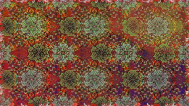 Suluboya, elle çizilmiş. Vadinin çiçekleri kahverengi ve yeşil renklerde. Raster - stok. Kusursuz arkaplan deseni.