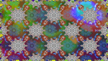 Şirin, zarif çiçekler Raster illüstrasyonu. Davetiye ve kartpostal tasarımı için dekoratif çiçek unsurları. Poster ya da kapak için arka plan. Yapraklı kusursuz desen. Tekstil için figür.