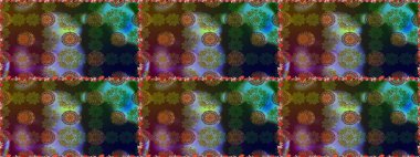 Raster Çiçek İllüstrasyonu güzel tekstil. Kahverengi renklerde etnik çiçeklerle kusursuz bir desen..