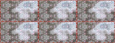 Düz Çiçek Elementleri Tasarımı. Renkli Bahar Temalı Kusursuz Arkaplan. Gri renkli şirin çiçek deseni. Raster Modaya uygun kumaş deseni.