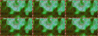 Raster düz çiçekleri pürüzsüz desen. Hediye ambalaj kağıdı, tebrik kartları, posterler ve pankart tasarımı. Yeşil renkte çiçekler.