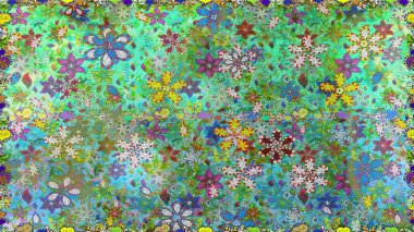 Yeşil ve mavi renklerde. Kusursuz desen. Renkli süs kenarı. Çiçek duvar kağıdı. Hint süsü. Raster illüstrasyonu.