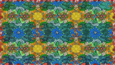 Çiçek ve yapraklı çiçek deseni. Raster illüstrasyonu. Küçük çiçekli şirin desen.