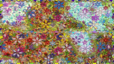 Raster illüstrasyonu. Düz Çiçek Elementleri Tasarımı. Tarafsız ve kahverengi renklerde zarif çiçekli suluboya. Renkli Bahar Teması Kusursuz Arkaplan.