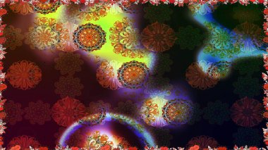 Şirin çiçek elementleri. Kusursuz. Kahverengi ve gri renkli çiçekler. Raster illüstrasyonu.