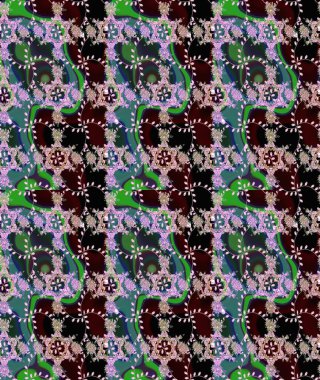 Küçük çiçekli basit, dikişsiz desen. Moda baskısı, albüm, ambalaj kağıdı ve duvar kağıdı için zarif dekoratif süslemeler. Tarafsız ve yeşil renklerde şirin çiçekler. Raster illüstrasyonu.