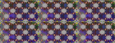 Çiçeksiz desenli arka plan, yaz çiçekleri. Gri ve mor renkli çiçekler. Renkli Bahar Temalı Kusursuz Arkaplan. Düz Çiçek Elementleri Tasarımı.