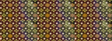 Eskiz arkaplan modeli. Raster - stok. Yapraklı çiçekler ve papatya çiçekleri kahverengi ve yeşil renklerde.