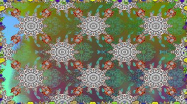 Güzel kumaş deseni. Raster suluboya deseni, narin çiçekler, yeşil ve gri çiçekler, tebrik kartı şablonu..