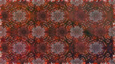 Hediye ambalaj kağıdı, tebrik kartları, posterler ve pankart tasarımı. Raster düz çiçekleri pürüzsüz desen. Kahverengi ve gri renkte çiçekler.