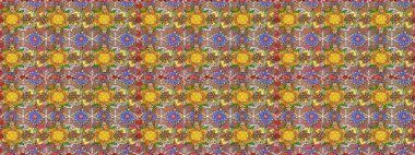 Çiçeksel kahverengi, pürüzsüz desen. Klasik taslak çizimi. Raster çiçek izi..