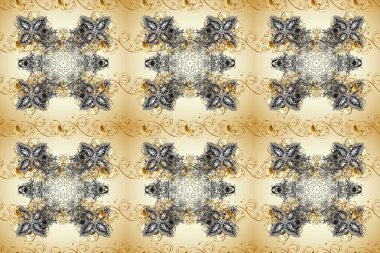 Damask pürüzsüz süsü. Klasik oryantal desen gri, bej ve nötr renklerden önce gelir. Geleneksel raster ve altın desen.