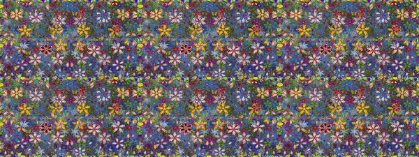 El çizimi çiçekli, soyut, pürüzsüz desen. Raster illüstrasyonu. Mavi renkte çiçekler.