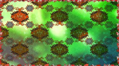 Raster dikişsiz çiçek deseni. Vadinin çiçekleri yeşil ve kahverengi renklerde.