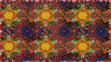 Raster illüstrasyonu. Kahverengi ve turuncu renkli çiçekler. Çiçek süsü ile kusursuz desen.