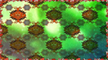 Raster dikişsiz çiçek deseni. Vadinin çiçekleri yeşil ve kahverengi renklerde.