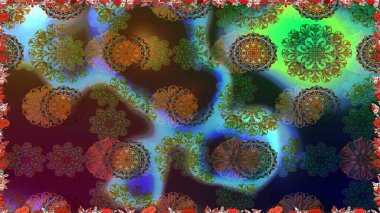 Kahverengi ve yeşil çiçekli bahar çiçekleri. Küçük renkli çiçekler. Küçük çiçekte güzel bir desen. Motley illüstrasyonu. Moda baskıları için zarif bir şablon.