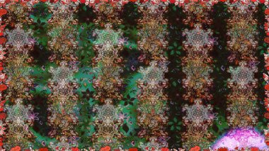 Çiçekli karalama şeklinde Raster çiçek deseni. Gri ve kahverengi renkli çiçekler. Yumuşak, bahar çiçekli arka plan.