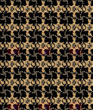 Moda baskıları için zarif bir şablon. Halk tarzı. Parlak renkli çiçekleri ve siyah ve bej renklerinde yaprakları olan şaşırtıcı, pürüzsüz çiçek deseni. Modern çiçek arkaplanı.