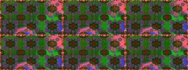 Çiçekli, suluboya desenli kusursuz çiçek deseni. Yeşil ve kahverengi renkli çiçekler. Renkli Bahar Temalı Kusursuz Arkaplan. Düz Çiçek Elementleri Tasarımı. Raster illüstrasyonu.