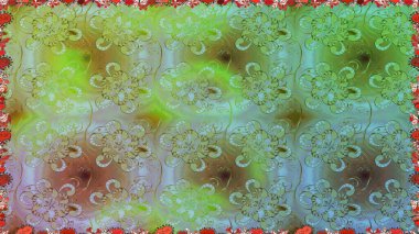 Kumaş desenli papatya çiçeği detayı. Yeşil ve nötr renkte çiçekler.