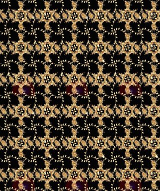 Moda baskıları için zarif bir şablon. Halk tarzı. Parlak renkli çiçekleri ve siyah ve bej renklerinde yaprakları olan şaşırtıcı, pürüzsüz çiçek deseni. Modern çiçek arkaplanı.