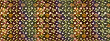 Düz Çiçek Elementleri Tasarımı. Renkli Bahar Teması eskiz kalıbı. Chichi 'nin kumaş kalıbını çiz. Çiçek deseni. Raster illüstrasyonu.