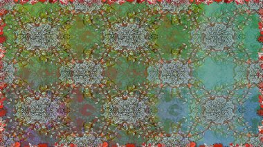 Raster düz çiçekleri pürüzsüz desen. Yeşil ve kahverengi renkli çiçekler. Tasarım hediye paketi, tebrik kartları, posterler ve afiş tasarımı.