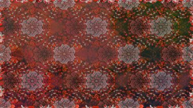 Kahverengi ve gri renkli çiçekler. Raster illüstrasyonu. Tropik, dikişsiz çiçek deseni..