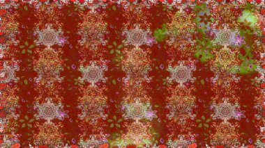 Raster dikişsiz çiçek deseni. Vadinin çiçekleri kahverengi ve kırmızı renklerde.